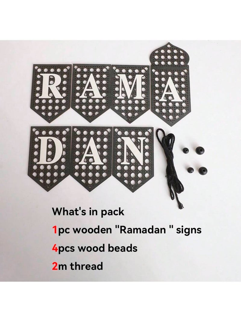 زينة رمضان لافتة رمضان كريم معلّقة – زينة رمضان سوداء لتعليق الجدران والمنازل - Image 4